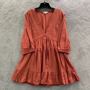 Baltic Born Dress Womens Large Midi Lace Rust 3/4 Sleeve